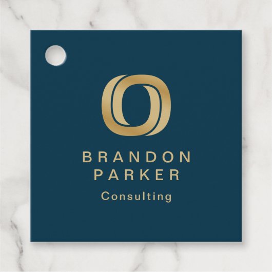 シンプルプロフェッショナル金ゴールドロゴの黒 フェイバータグ (正面)