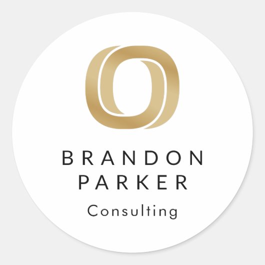 シンプルプロフェッショナル金ゴールドロゴの黒 ラウンドシール (正面)