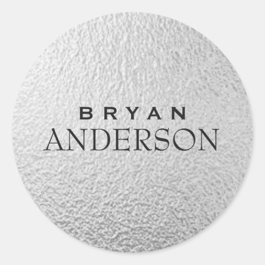 シンプルプロフェッショナル銀モダン箔ステッカー ラウンドシール (正面)