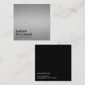 シンプルプロフェッショナル銀金属系 スクエア名刺 (正面/裏面)