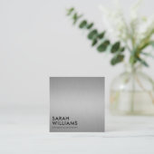シンプルプロフェッショナル銀金属系 スクエア名刺 (スタンド正面)