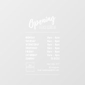 シンプルプロフェッショナル開館時間ホワイトとロゴ ウィンドウサイン (シート)