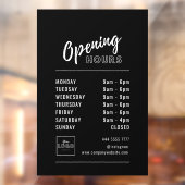 シンプルプロフェッショナル開館時間ホワイトオンブラック ウィンドウサイン (シート2)