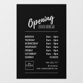 シンプルプロフェッショナル開館時間ホワイトオンブラック ウィンドウサイン (シート)