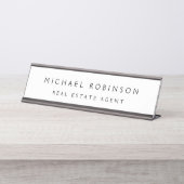 シンプルプロフェッショナル黒モダンオフィスのタイトル デスクネームプレート (正面)