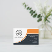 シンプルプロフェッショナル2色ロゴを追加オレンジ 名刺 (スタンド正面)
