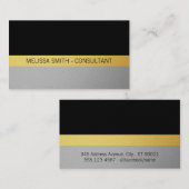 シンプルプロフェッショナル(金ゴールド、シルバー、ブラック) 名刺 (正面/裏面)