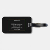 シンプルプロフェッショナルQRコードおよびロゴ金ゴールドとブラック ラゲッジタグ (裏面横)