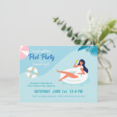 シンプルプールパーティー写真卒業 招待状 (スタンド正面)