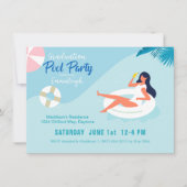 シンプルプールパーティー写真卒業 招待状 (正面)