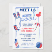 シンプルプールパーティー94歳の誕生日招待状 招待状 (正面)