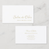 シンプルヘアと美しいサロンエレガント金ゴールドスクリプト 名刺 (正面/裏面)