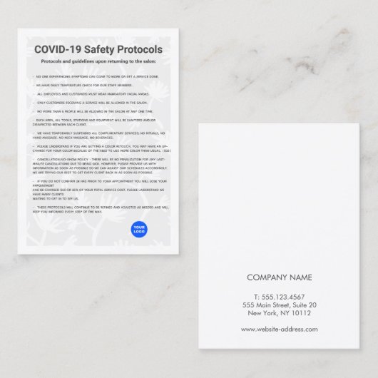 シンプルヘアサロンCOVID19 Safety Protocol 名刺 (正面/裏面)