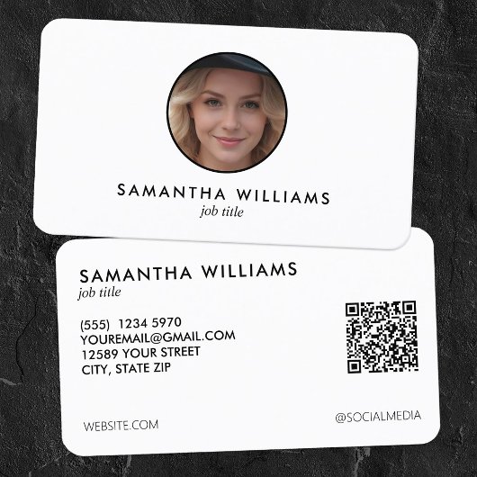 シンプルヘッドショットカスタムQR写真またはロゴ 名刺