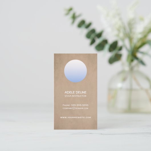 シンプルベエエレガントージュブルーヨガインストラクター 名刺 (スタンド正面)