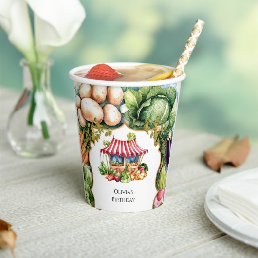 シンプルベジス農家市場誕生日 紙コップ (インサイチュ)