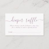 シンプルベビシャワーおむつラッフルチケットマウーブ エンクロージャーカード (正面)