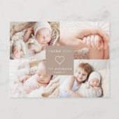 シンプルベビーありがとうエレガントPhoto Collage Announ 案内ポストカード (裏面)