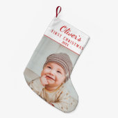 シンプルベビーの初めてのクリスマス写真 スモールクリスマスストッキング (正面 (吊り時))