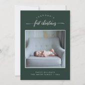 シンプルベビーの初めてのクリスマス独身のフォトグリーン シーズンカード (正面)