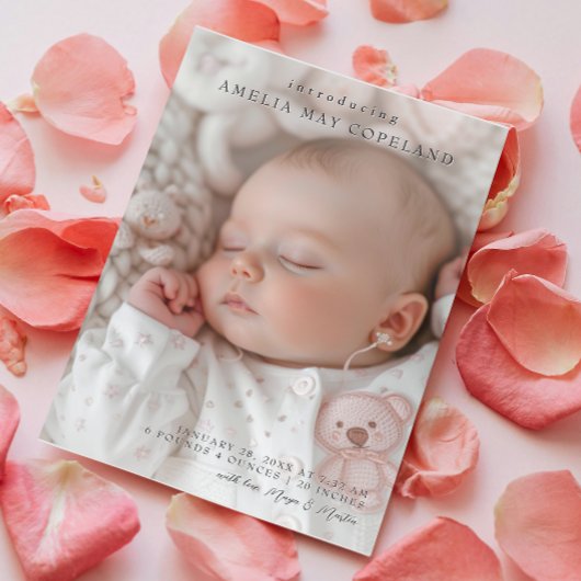 シンプルベビーエレガントフォト誕生 案内状