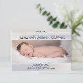 シンプルベビーエレガント写真の誕生発表 サンキューカード (スタンド正面)