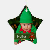 シンプルベビーカスタム写真クリスマス セラミックオーナメント (右)