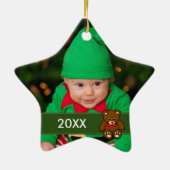 シンプルベビーカスタム写真クリスマス セラミックオーナメント (裏面)