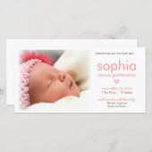 シンプルベビーガール写真誕生発表 案内状 (正面/裏面)