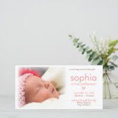 シンプルベビーガール写真誕生発表 案内状 (スタンド正面)