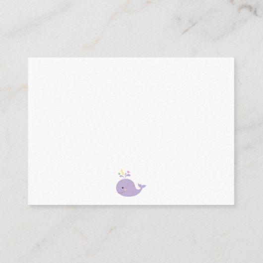 シンプルベビーシャワーおむつラッフルチケットクジラ エンクロージャーカード (裏面)