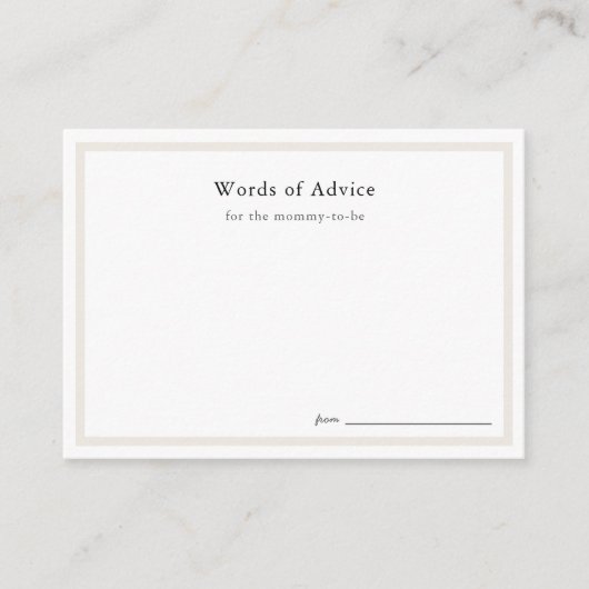 シンプルベビーシャワーアドバイスカード エンクロージャーカード (正面)