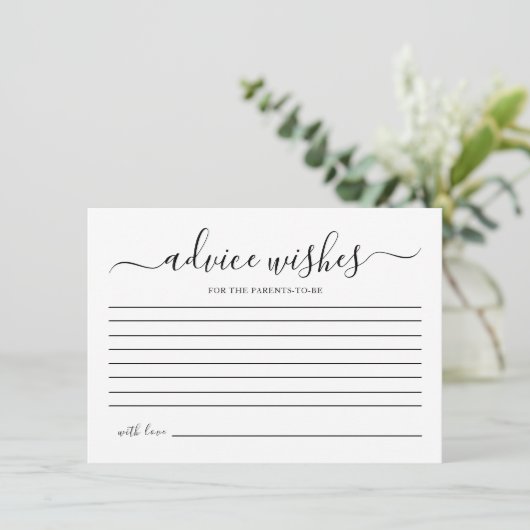 シンプルベビーシャワーゲームアドバイス及びウィッシュカード 招待状 (スタンド正面)