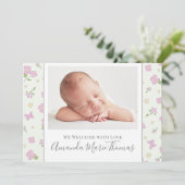 シンプルベビーピンクスタイリッシュフォト書道スクリプト 案内状 (スタンド正面)