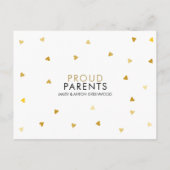 シンプルベビーフォトモダン金ゴールドラブハート誕生 案内ポストカード (裏面)