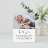 シンプルベビーフォト誕生の統計サンキューカード ポストカード (スタンド正面)