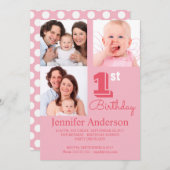 シンプルベビーフォト誕生日 招待状 (正面/裏面)