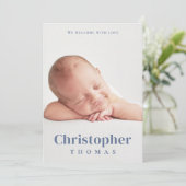 シンプルベビーブルーミニマルミニマルスクラシックキュート 案内状 (スタンド正面)