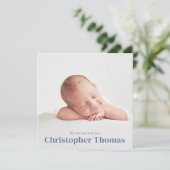 シンプルベビーブルーミニマルミニマルスクラシックキュート 案内状 (スタンド正面)