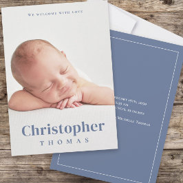 シンプルベビーブルーミニマルミニマルスクラシックキュート 案内状