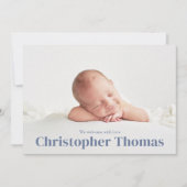 シンプルベビーブルーミニマルミニマルスクラシックキュート 案内状 (正面)