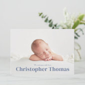 シンプルベビーブルーミニマルミニマルスクラシックキュート 案内状 (スタンド正面)