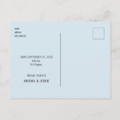 シンプルベビーブルー誕生B/W写真アナウンス 案内ポストカード (裏面)