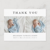 シンプルベビーモダン写真サンキュー誕生 案内ポストカード (正面)