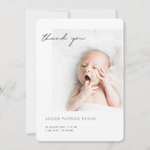 シンプルベビーモダン写真サンキュー誕生 案内状 (正面)