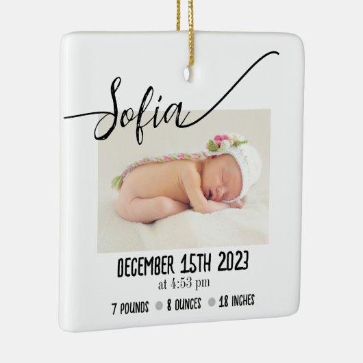 シンプルベビーモダン写真誕生の状態 セラミックオーナメント (右)