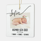シンプルベビーモダン写真誕生の状態 セラミックオーナメント (左)