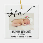 シンプルベビーモダン写真誕生の状態 セラミックオーナメント (正面)