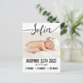 シンプルベビーモダン写真誕生の状態 案内ポストカード (スタンド正面)