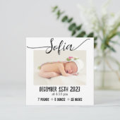 シンプルベビーモダン写真誕生の状態 案内状 (スタンド正面)